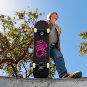 Skateboard Rose néon « Reine » Graffiti