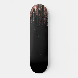 Skateboard Rose noir Gold Sparkly Parties scintillant Fringe