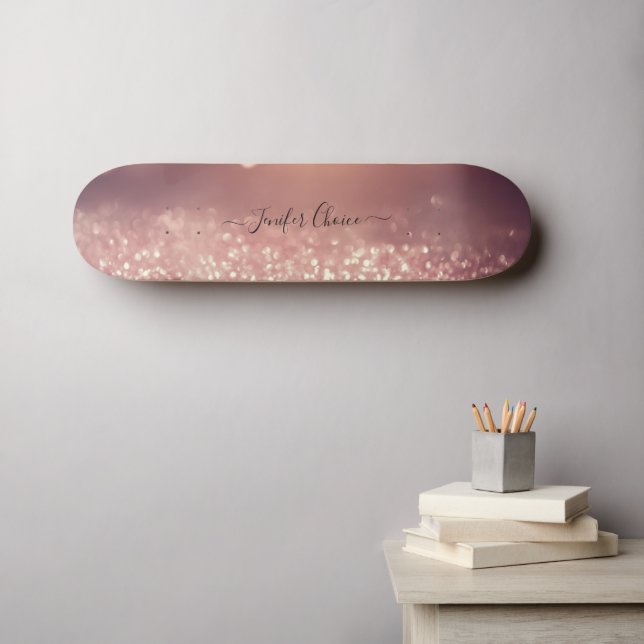 Skateboard ROSE OR Parties scintillant Nom personnalisé Skate (Art mural (Horz))