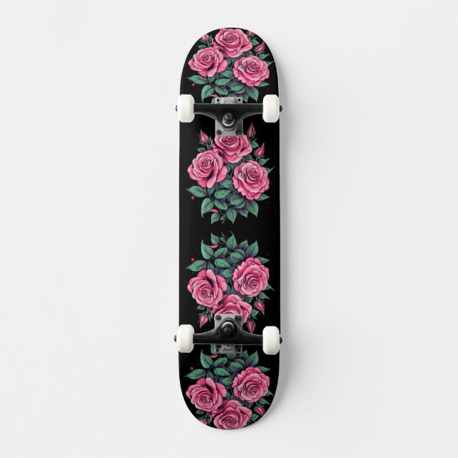 Skateboard Rose rose Fleurs mignonnes (Recto)