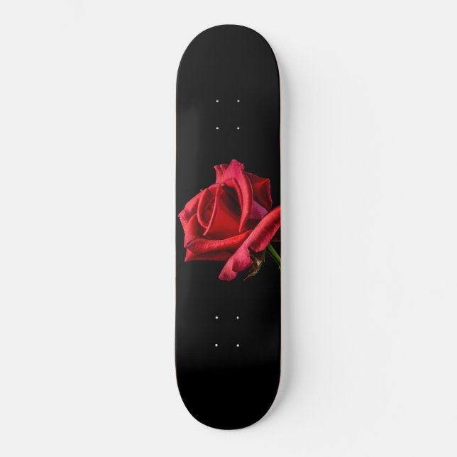 Skateboard Rose rouge contre Arrière - plan noir (Recto)