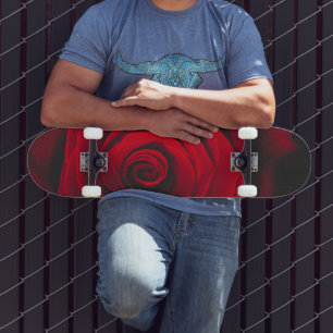 Skateboard Rose rouge sur effet vintage arrière - plan noir