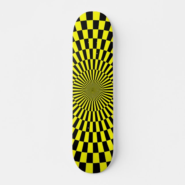 Skateboard Roue Op Art - Jaune et Noir (Devant)