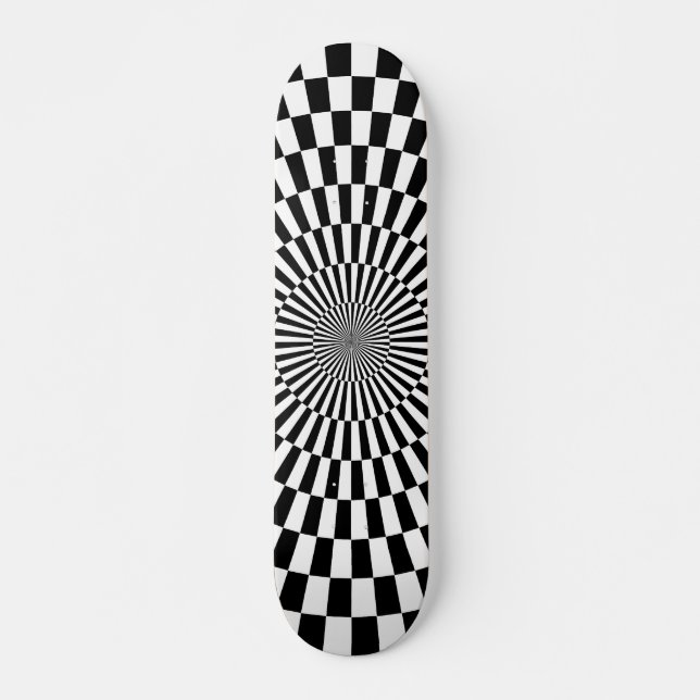Skateboard Roue Op Art - Noir et Blanc (Devant)