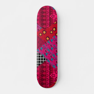 Skateboard Rouge Crimson coloré patchwork