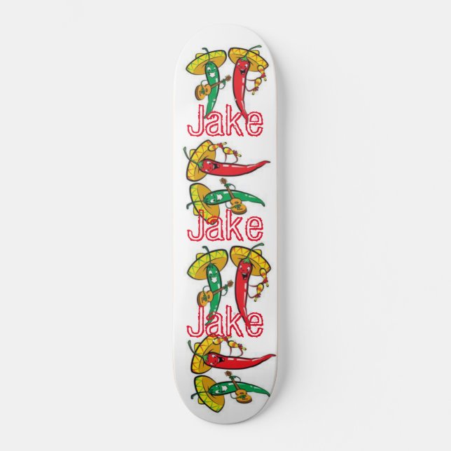 Skateboard rouge poivre vert (Recto)