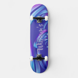 Skateboard Ruban fluide bleu et violet 3D moderne