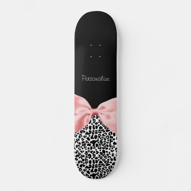 Skateboard Ruban noir et blanc à la mode de rose d'empreinte (Recto)