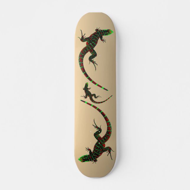 Skateboard Rustique Yin Yang Lizards (Devant)