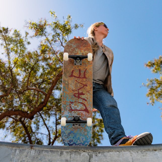 Skateboard Rusty, Verdigris, Grunge Steampunk Personnalisé (Extérieur 1)
