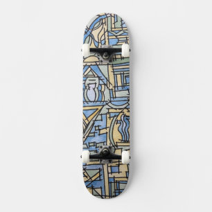 Skateboard Rythme En Bleu-Art Géométrique Moderne