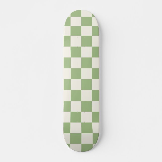 Skateboard Sage et Motif de crème vérifiés (Devant)