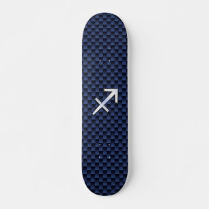 Skateboard Sagittarius Zodiac Sign on Blue Carbon Fibre Style