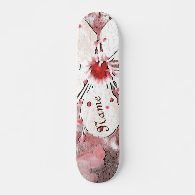 Skateboard Sakura de cerisier rouge et blanc (Devant)