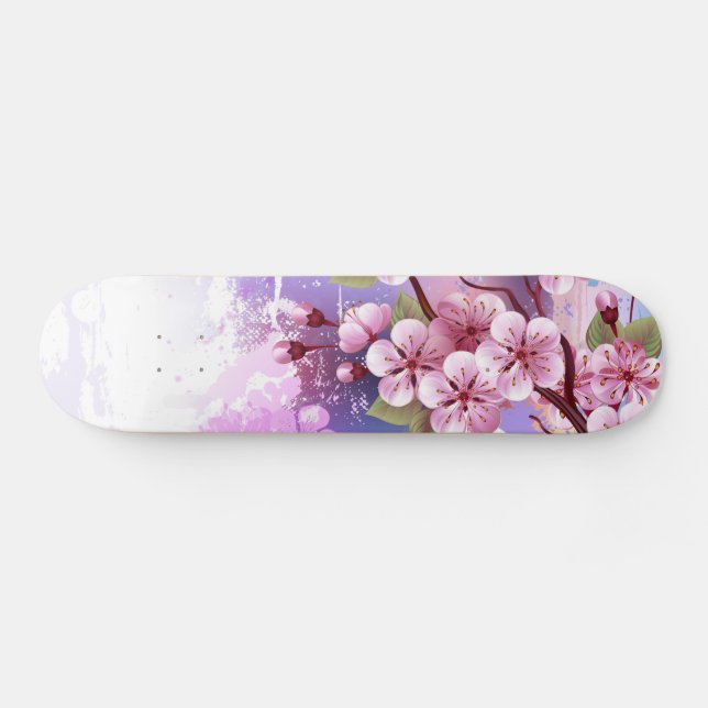 Skateboard Sakura rose sur la peinture Arrière - plan (Horz)