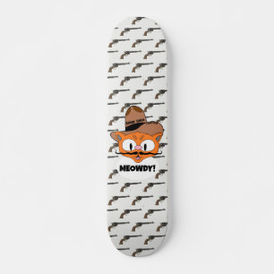 Skateboard SALUT ! Chat cow-boy au visage à moustache de dess