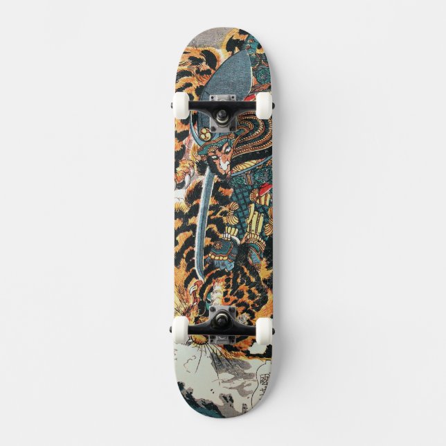 Skateboard Samurai combat un tigre, Kuniyoshi, Ukiyo-e (Recto)