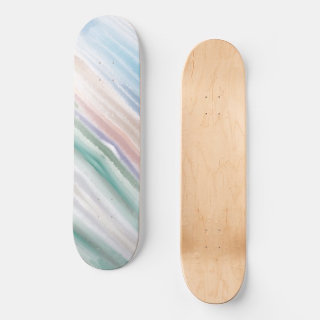 Skateboard Sandy Beach Ocean Waves Coucher de soleil Couleur  (Recto)