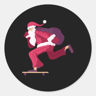 Skateboard Santa Claus Funny Christmas Gift Classic Round Sticker