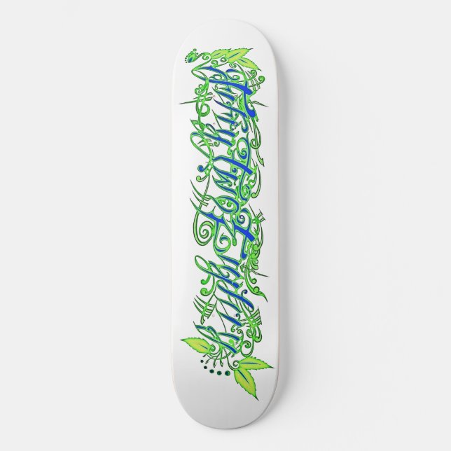 Skateboard script 5280 en vert et bleu (Recto)