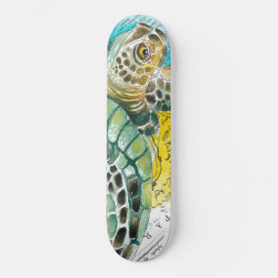 Skateboard Sea Turtle Watercolor