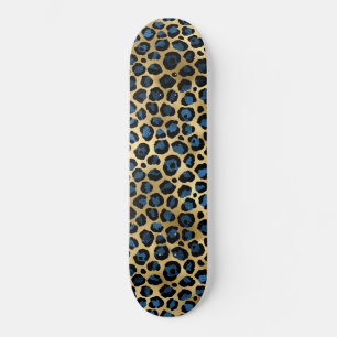 Skateboard Série Leopard Bleu et Or 4