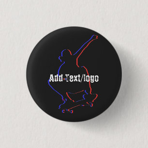 Skateboard Silhouette Custom Add Your Text 1 Inch Round Button