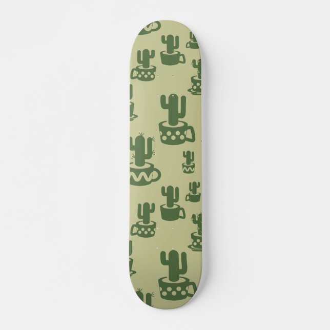Skateboard Silhouette de cactus succulent en tasses et pots (Devant)