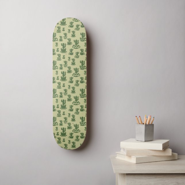 Skateboard Silhouette de cactus succulent en tasses et pots (Art mural)