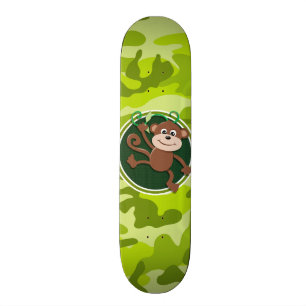 Skateboard Singe ; camo vert vif, camouflage