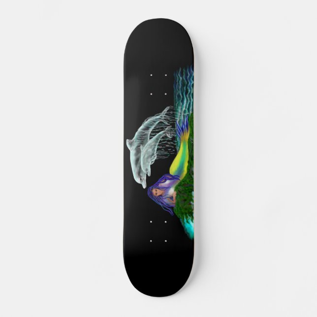 Skateboard Sirène avec dauphins (Recto)