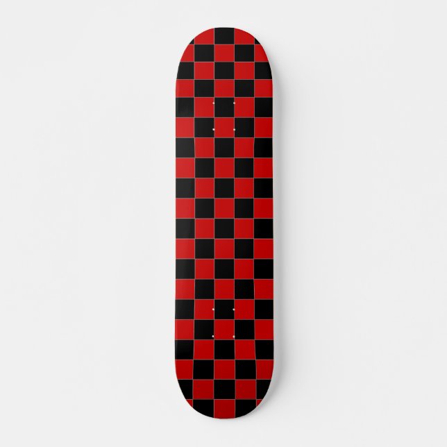 Skateboard Skate À damiers noir et rouge (Devant)