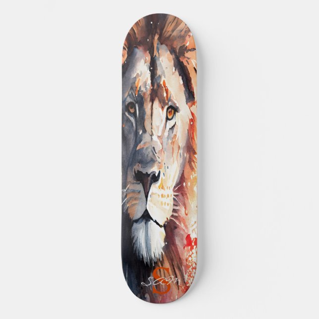 Skateboard skate aquarelle Lion King (Recto)