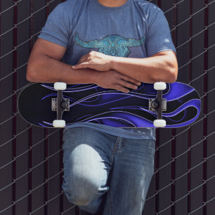 Skateboard Skate Blue Flames
