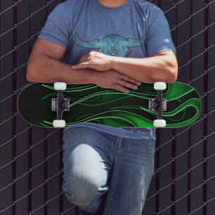 Skateboard Skate Green Flames