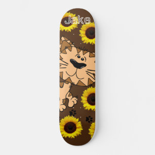 Skateboard Skate Sunflower Kitten Chat