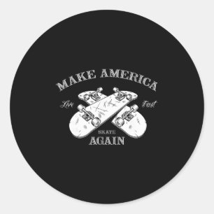 Skateboard Skateboarding Make America Skate Again Classic Round Sticker