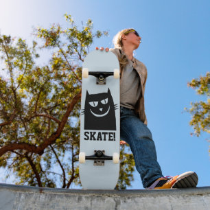 SKATEBOARD SKATEBOARDS CAT, CHAT NOIR FUNNY