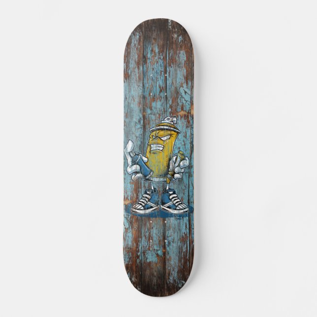 Skateboard Skateboards graffiti sur planche en bois usée (Recto)