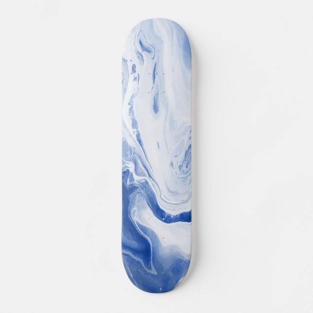 Skateboard Skateboards vagues bleu aquarelle (Recto)