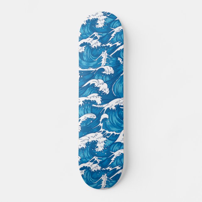 Skateboard Skateboards vagues japonaises bleues (Recto)
