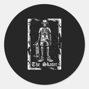 Skateboard Skater Skateboarding - Skeleton Tarot C Classic Round Sticker