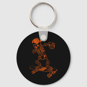 Skateboard Skeleton Cap Cool Trick Ollie Keychain