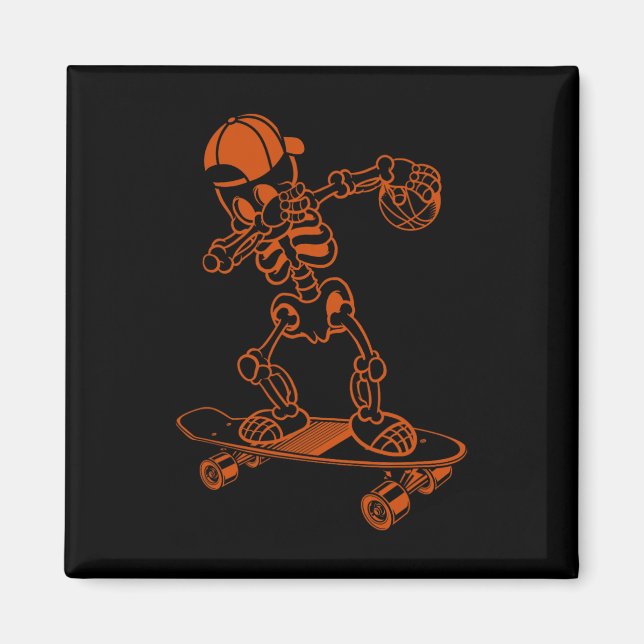 Skateboard Skeleton Cap Cool Trick Ollie  Magnet (Front)