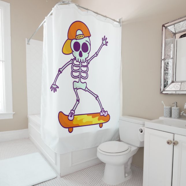 Skateboard Skeleton Douche rideau (En situation)