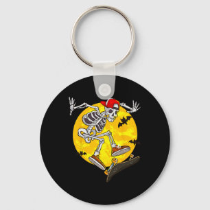 Skateboard Skeleton Funny Halloween Costume Skate  Keychain