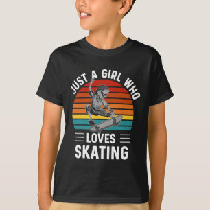 Skateboard Skeleton Girl Skateboarding Vintage Gir T-Shirt