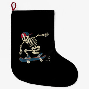 Skateboard Skeleton Halloween Skateboarding Skater Large Christmas Stocking