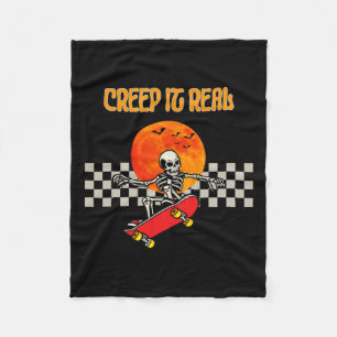 Skateboard Skeleton Halloween Skeleton Horror Mons Fleece Blanket