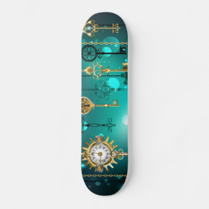 Skateboard Skeleton Keys on Green Background